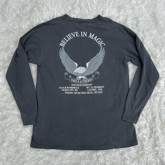 Vtg 1989 3D Emblem Harley Davidson Survivors Wolf LS t-shirt XL single stitch - Picture 6 of 13